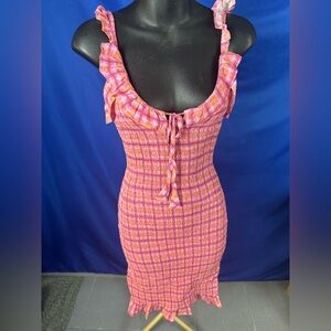 Japna Pink Ruched Tie Front Mini Dress